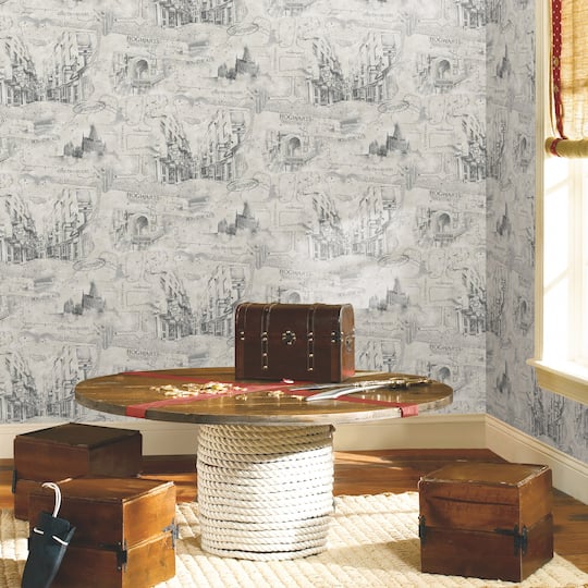 RoomMates Taupe Harry Potter Map Peel & Stick Wallpaper
